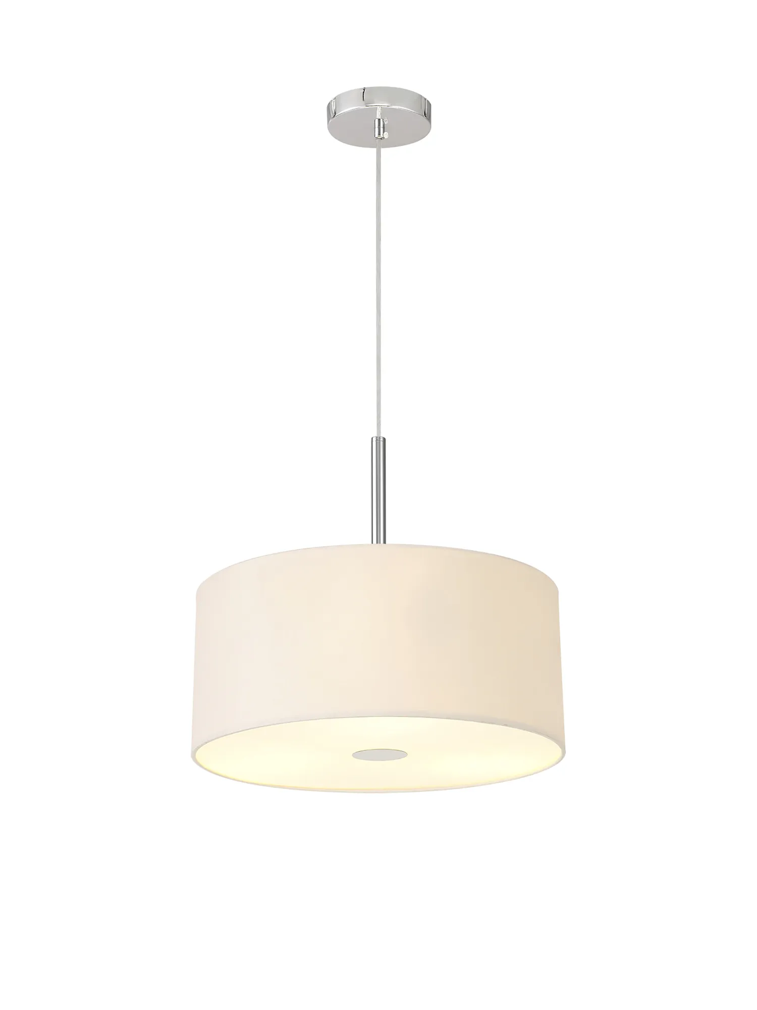 Baymont 40cm 3 Light Pendant Polished Chrome, Nude Beige/Moonlight, Frosted Diffuser DK0336  Deco Baymont CH NU